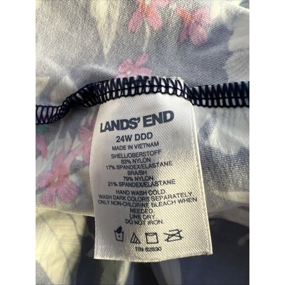 Womens 24W DDD LANDS END Blue Floral BLOUSON TANKINI TOP Bathing Swim - Picture 4 of 6